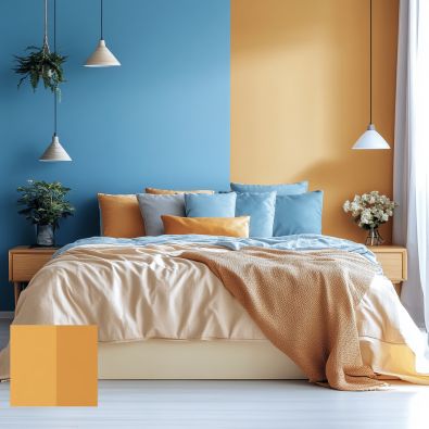 orange two colour combination for bedroom walls, bedroom