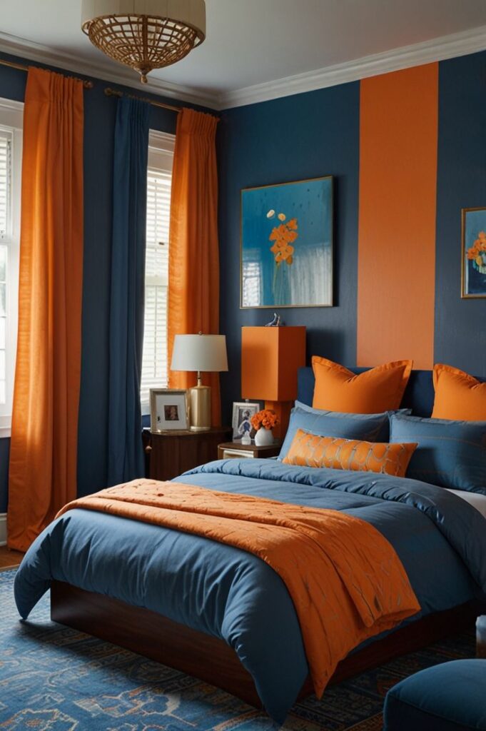 orange two colour combination for bedroom walls, bedroom