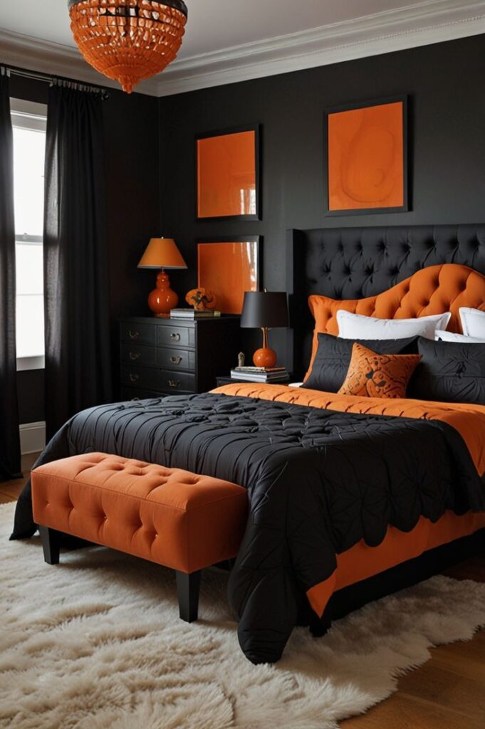 orange two colour combination for bedroom walls, bedroom